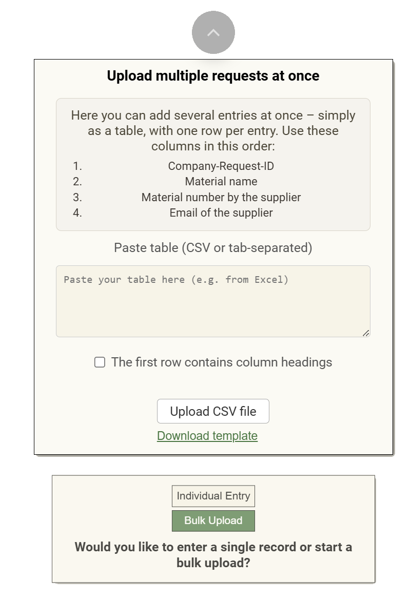 Material-/Produzenten-Mappings anlegen (einzeln oder Bulk)